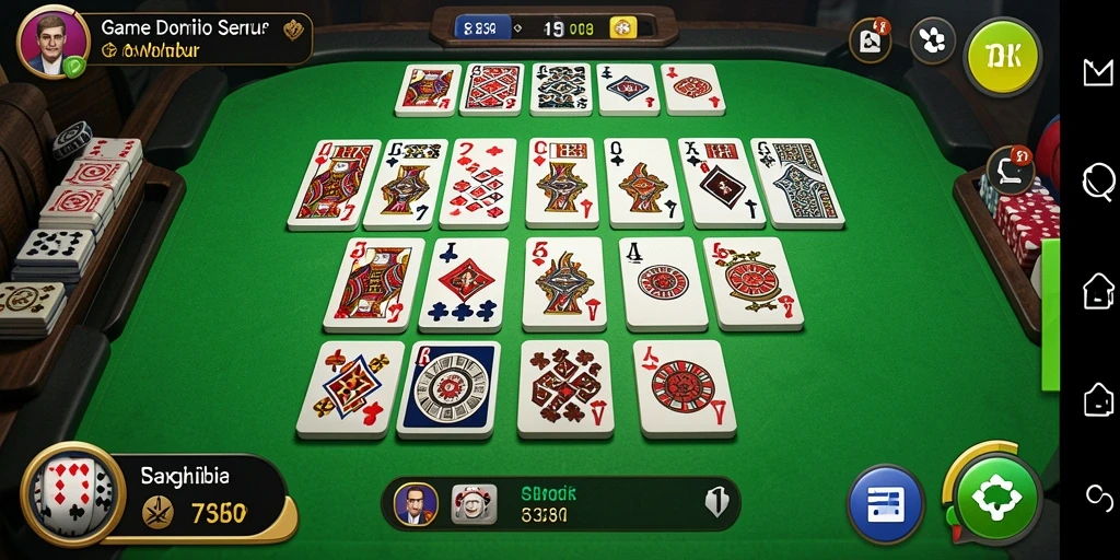 Tampilan gameplay seru 73K dengan pemain menikmati permainan domino.