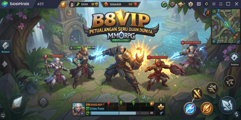 Gameplay B8VIP menunjukkan pertarungan seru di dunia MMORPG.