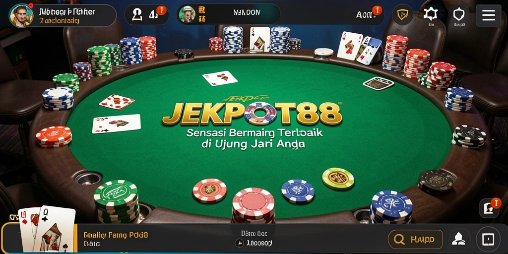 Gambaran gameplay poker yang mendebarkan di JEKPOT88.