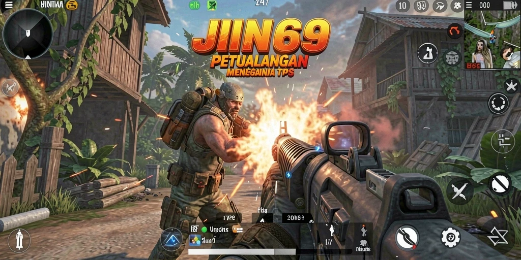 Tampilan gameplay menegangkan dalam JIN69 dengan berbagai aksi seru.