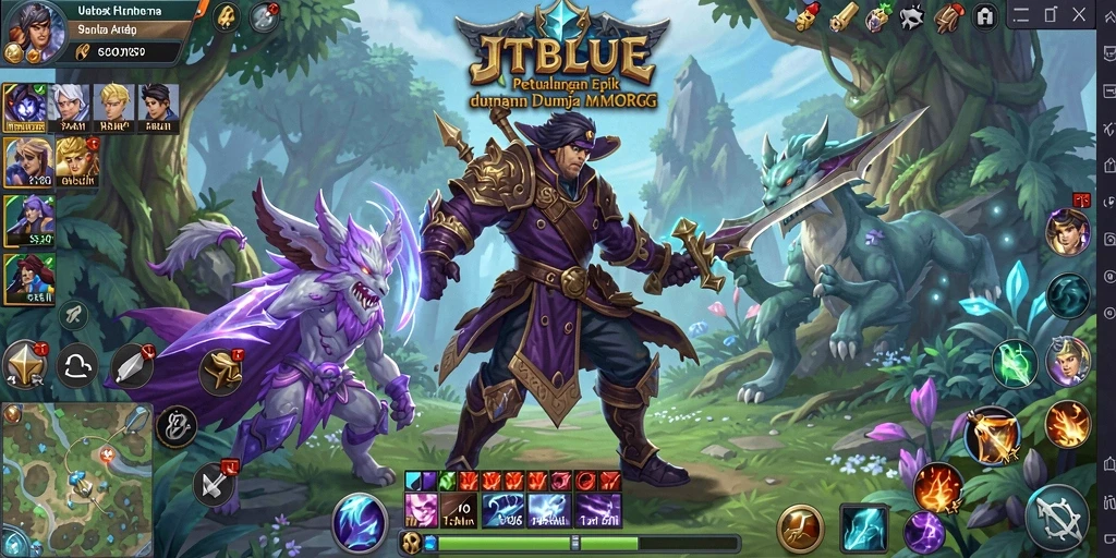 Tampilan gameplay JTBLUE yang epik dan mendebarkan dalam dunia MMORPG.