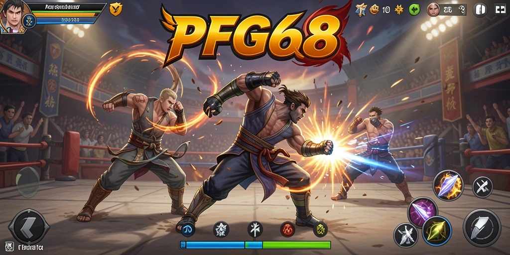 Tampilan gameplay PGG68 yang memukau saat bertarung di arena.