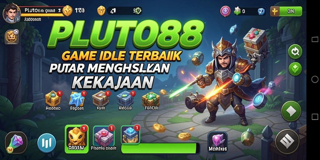 Screenshot gameplay PLUTO88 yang menunjukkan pengumpulan sumber daya.