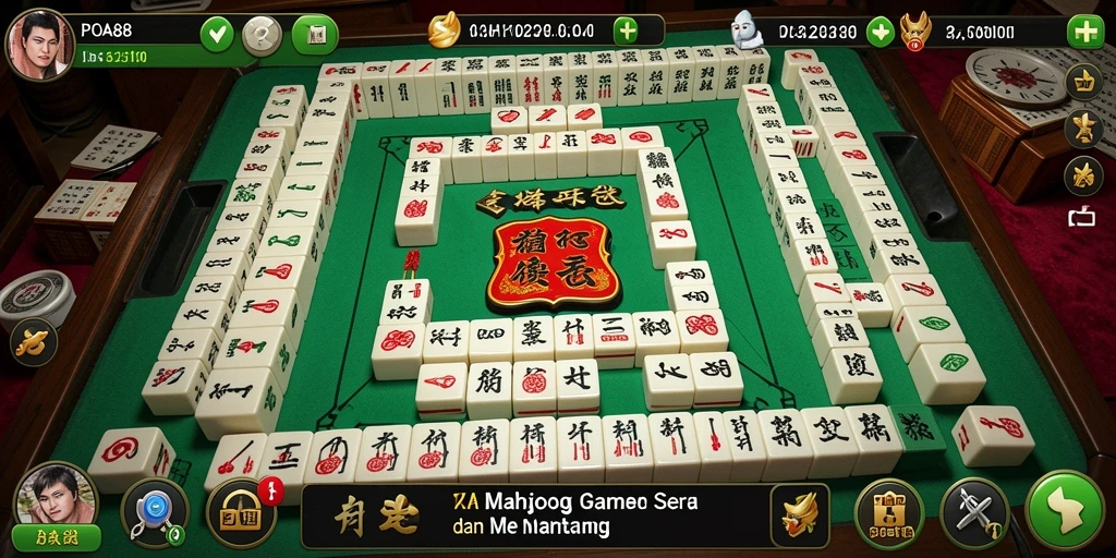 Tampilan gameplay seru dalam POA88 dengan ubin Mahjong berwarna-warni.
