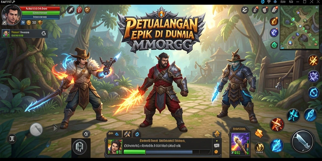 Tampilan seru gameplay RAKYATJP saat pertarungan di dunia fantasi.