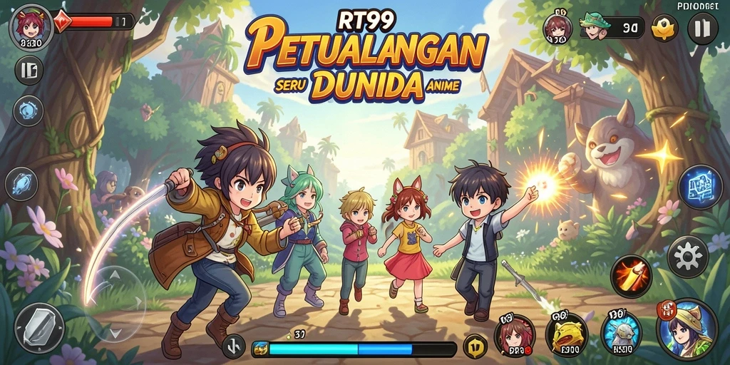 Gameplay RT99 menunjukkan karakter anime dalam aksi yang mendebarkan.