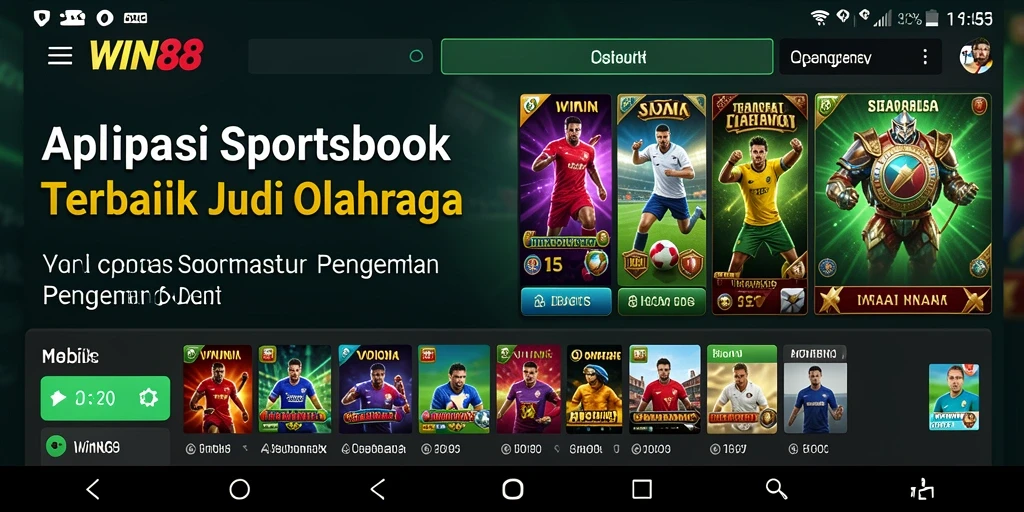Tampilan antarmuka aplikasi WIN88 dengan berbagai pilihan taruhan.