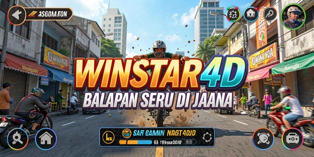Tampilan gameplay balapan yang menegangkan di WINSTAR4D.